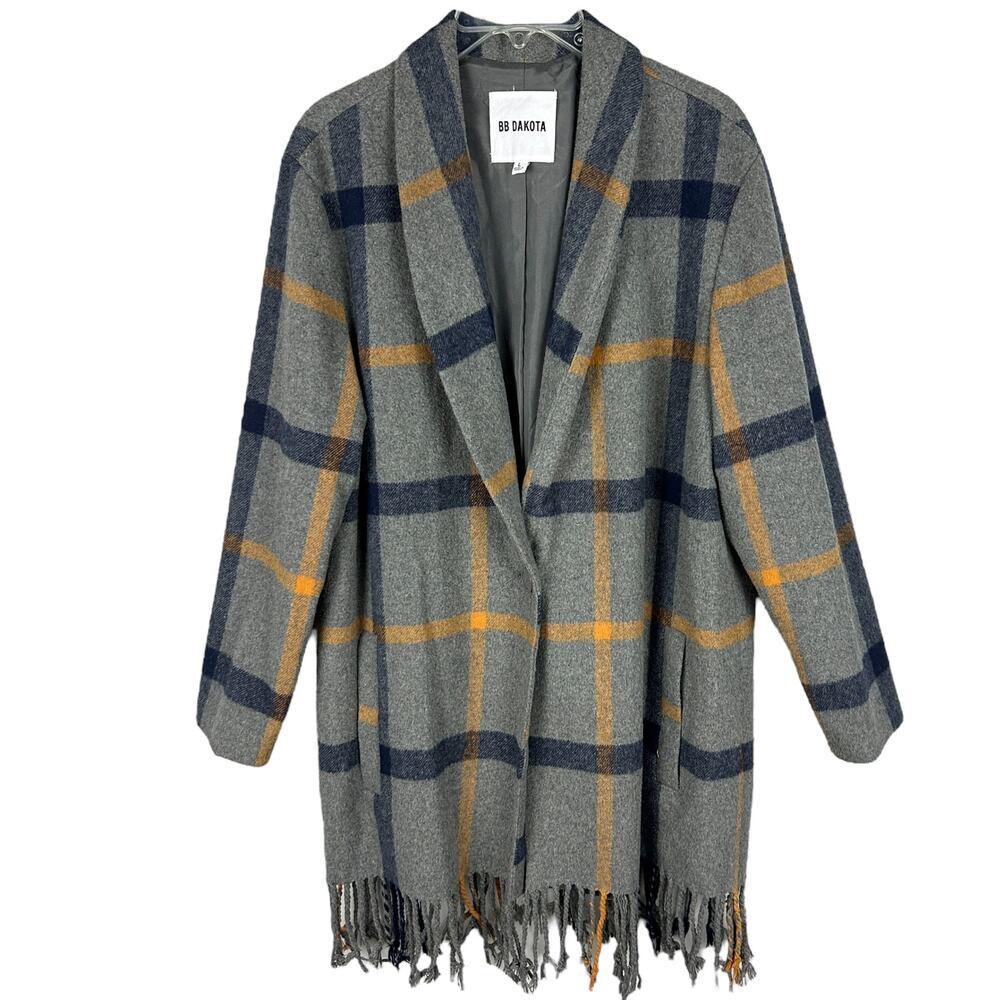 Anthropologie BB Dakota Long Sleeve Fringe Trim Long Sleeve Long Shacket L